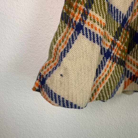 Vintage Loubella 19760s 1970s Vest Skirt Set Wool Plaid Golden Buttons XS Orange - Picture 9 of 11